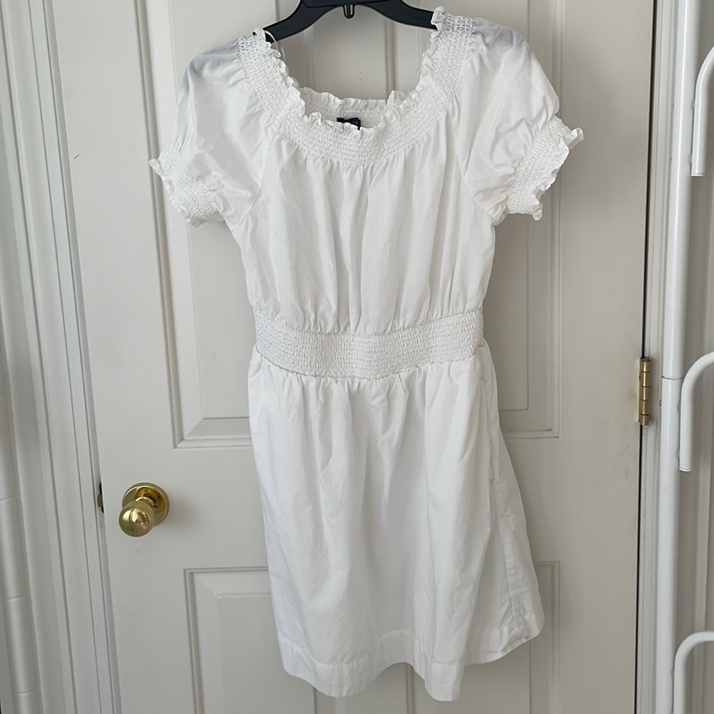 J. Crew White Smocked Dress
